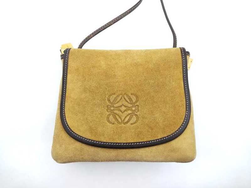 ロエベ買取 アナグラム ショルダー バッグ ブラウン スウェード